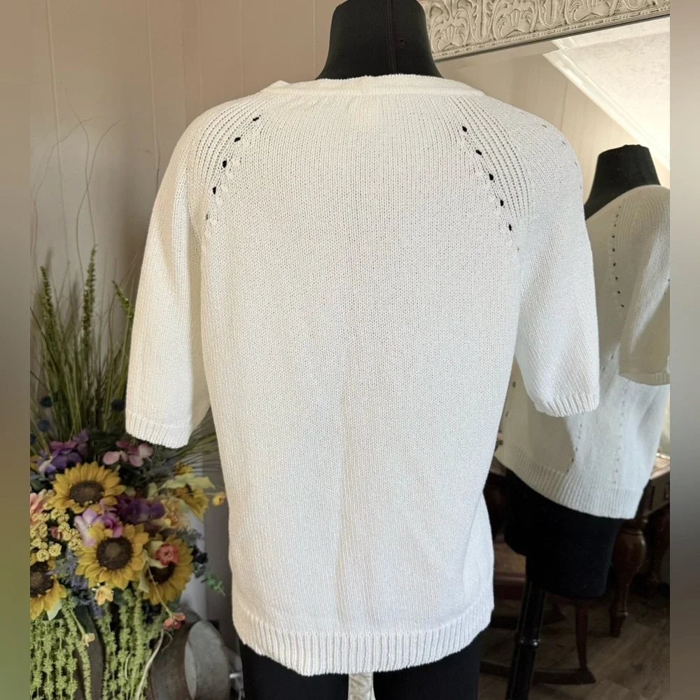 St. John Sport • V-Neck Short Sleeve Knit Cardigan - Picture 10 of 12